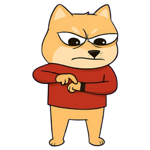 Shiba Inu looking angry, representing project details